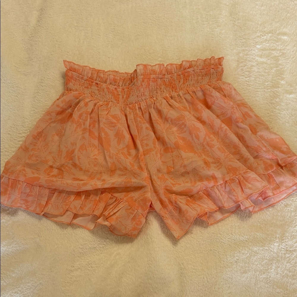 Pink Lily High Waist Floral Shorts - Peach